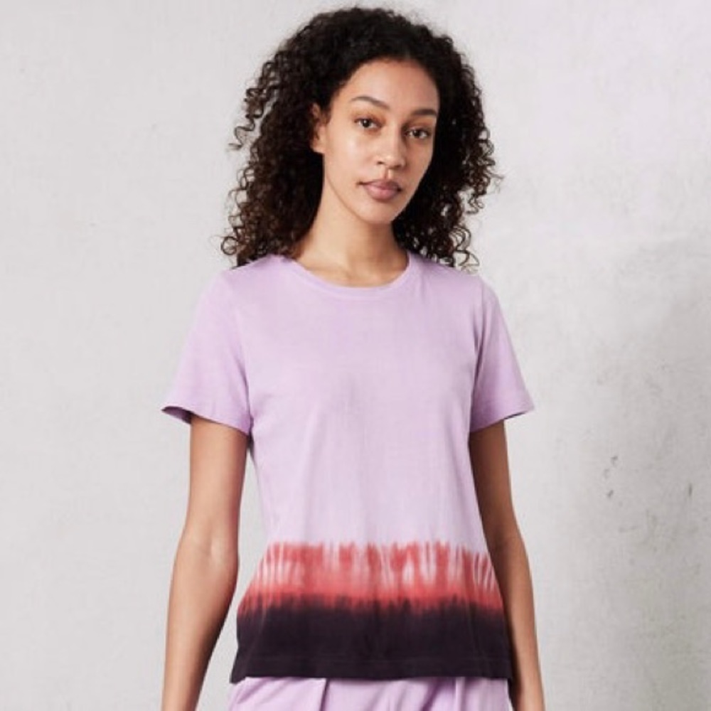 NWT Raquel Allegra Purple Horizon Tye Dye Boyfriend Tee T-Shirt Sz 0 XS